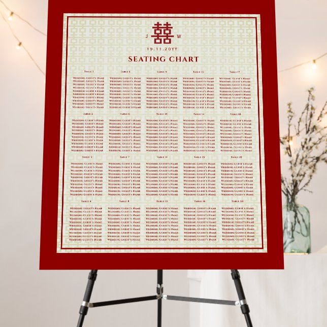 Simple Double Happiness Chinese Wedding Backdrop Foam Board (In Situ (Stand))