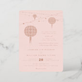 Simple Double Happiness Lanterns Chinese Wedding Foil Invitation (Standing Front)
