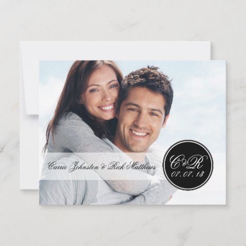 Simple Double Monogram Photo Wedding Reception Custom Invites