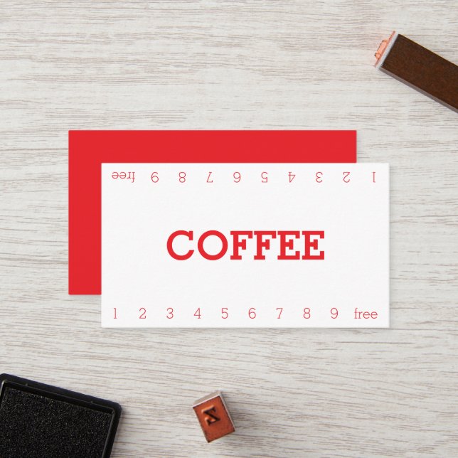 Simple Double Number Loyalty Coffee Punch-Card Card (Front/Back In Situ)