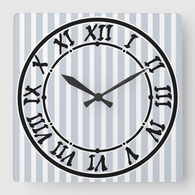 Simple double-sided decor in stripes & cage square wall clock (Front)