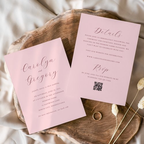 Simple Double_sided Minimalist Website QR Wedding Invitation