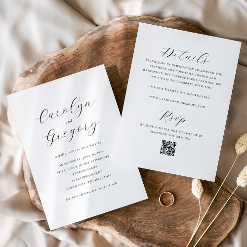 Simple Double_sided Minimalist Website QR Wedding Invitation