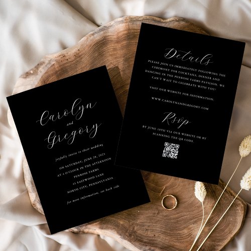 Simple Double_sided Minimalist Website QR Wedding Invitation