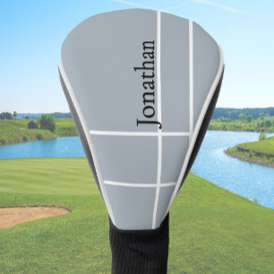 Simple dove grey black minimalist custom name  golf head cover