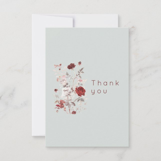 Simple Dove Grey Watercolor Floral  Thank You Card (Front)