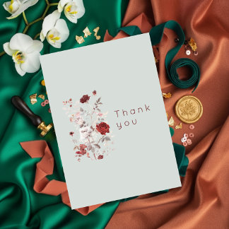 Simple Dove Grey Watercolor Floral  Thank You Card