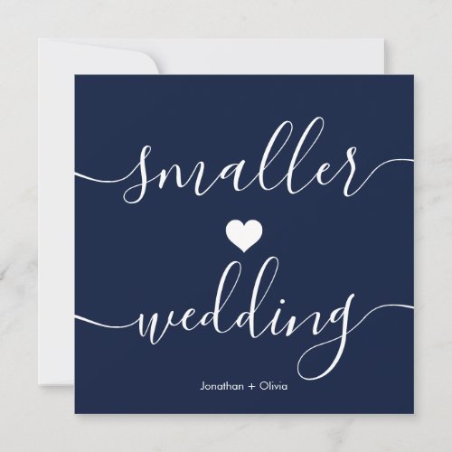 Simple Downsizing Dark Blue Smaller Wedding Announcement