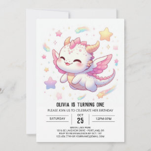 Simple Dragon 1st Birthday Invitation