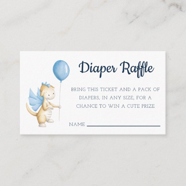 Simple Dragon Baby Shower Diaper Raffle Enclosure Card (Front)