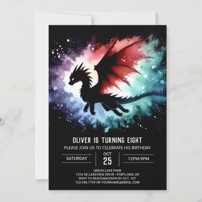  Simple Dragon Birthday Customizable Invitation (Front)