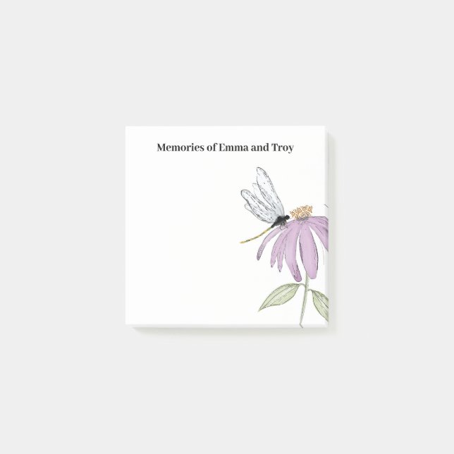 Simple Dragonfly Coneflower Post-it Notes (Front)