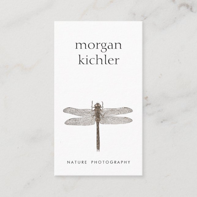 Simple Dragonfly Nature Professional White Business Card (Front)
