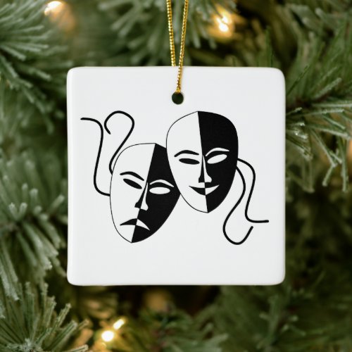 Simple Drama Comedy Masks Acting Ceramic Ornament