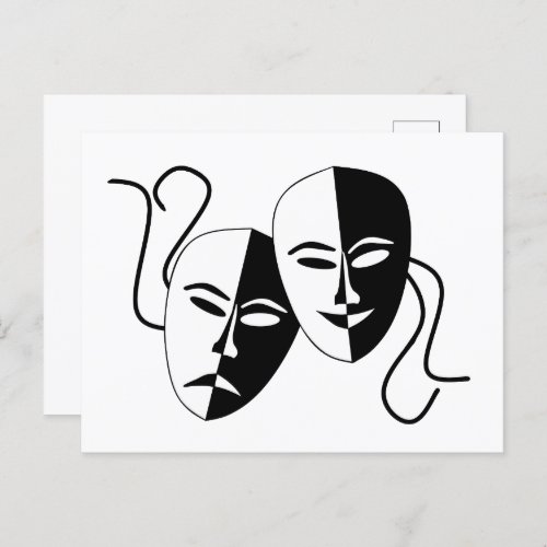 Simple Drama Comedy Masks Acting Postcard