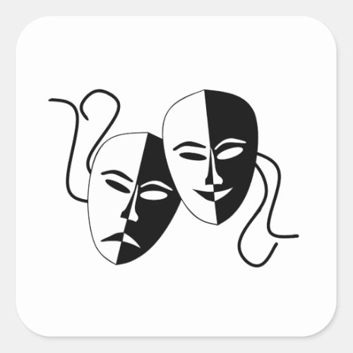 Simple Drama Comedy Masks Acting Square Sticker