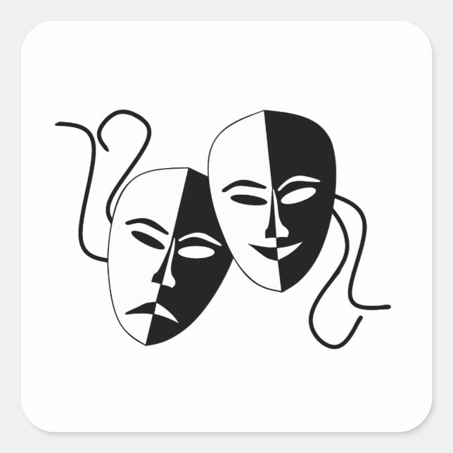 Simple Drama Comedy Masks Acting Square Sticker (Front)