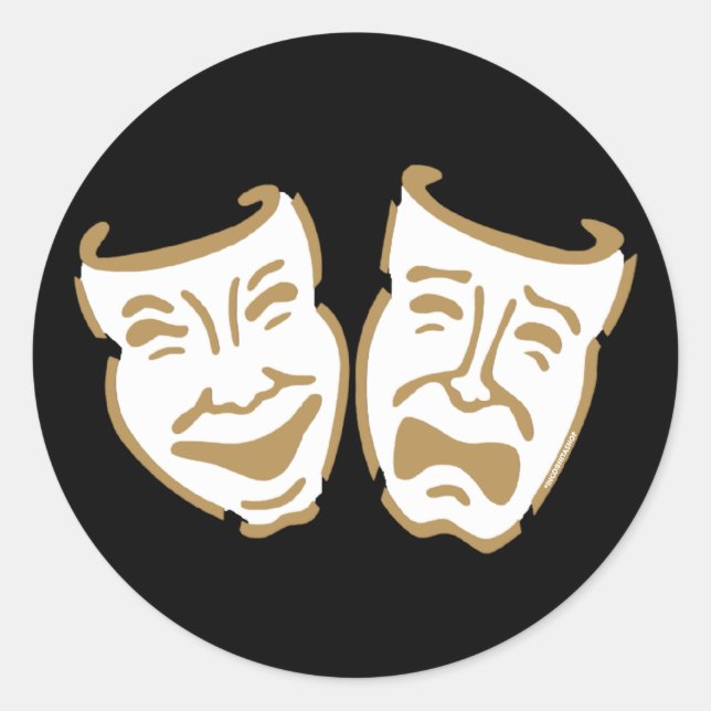 Simple Drama Masks Classic Round Sticker (Front)