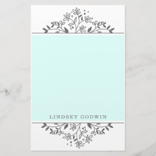Simple Drawn Floral Blue Stationery