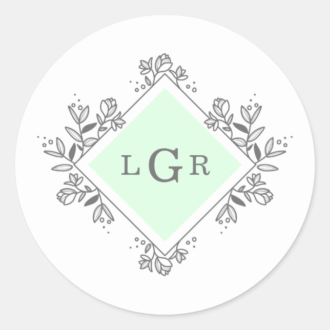 Simple Drawn Floral Green Classic Round Sticker (Front)
