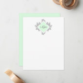Simple Drawn Floral Green Note Card | Zazzle
