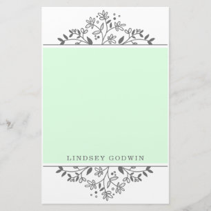 Simple Drawn Floral Green Stationery