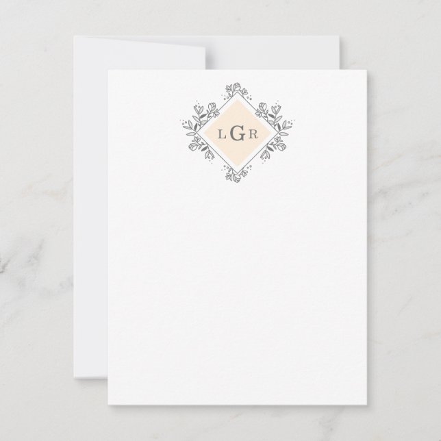 Simple Drawn Floral Orange Note Card (Front)