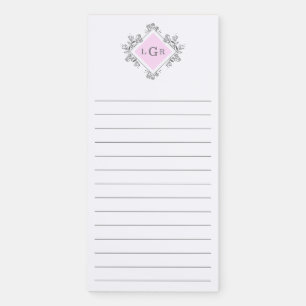 Simple Drawn Floral Pink Magnetic Notepad
