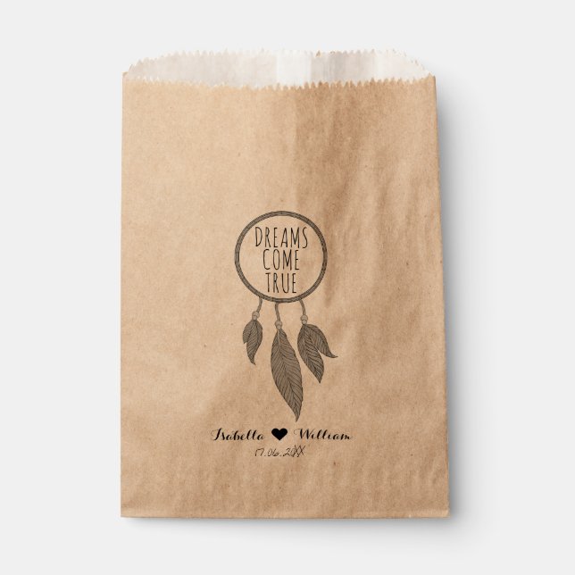 Simple Dreamcatcher Wedding Favor Bag (Front)