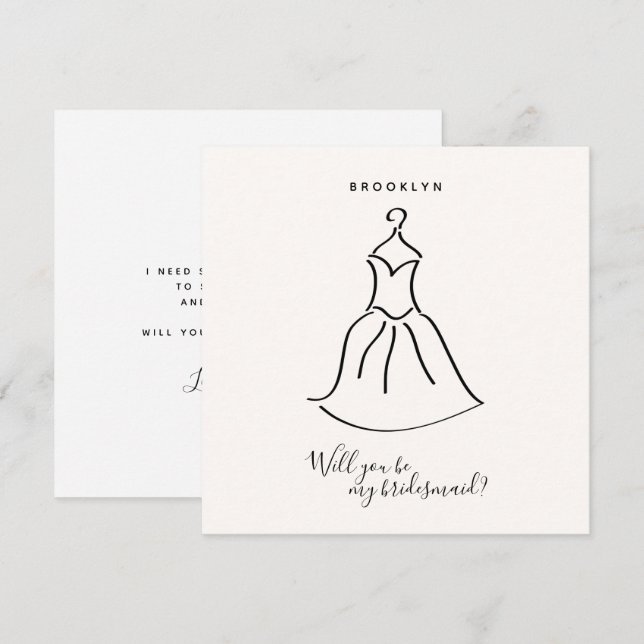 Simple Dress Bridesmaid Proposal Card (Front/Back)