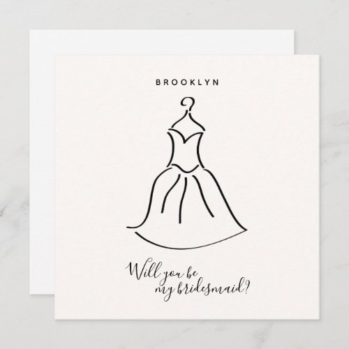 Simple Dress Bridesmaid Proposal Card