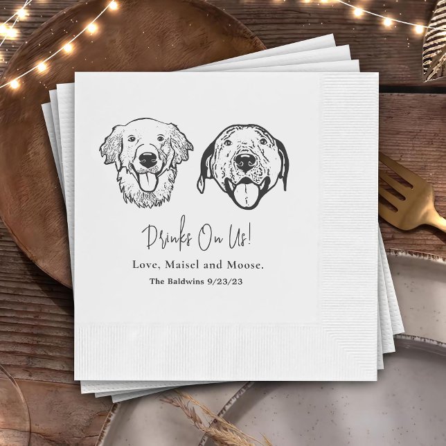 Simple Drink On Me Dog Hand Drawing Wedding Napkin (Creator Uploaded)