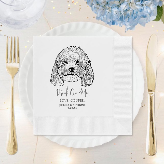  Simple Drink On Me Dog Hand Drawing Wedding Napkins (Creator Uploaded)