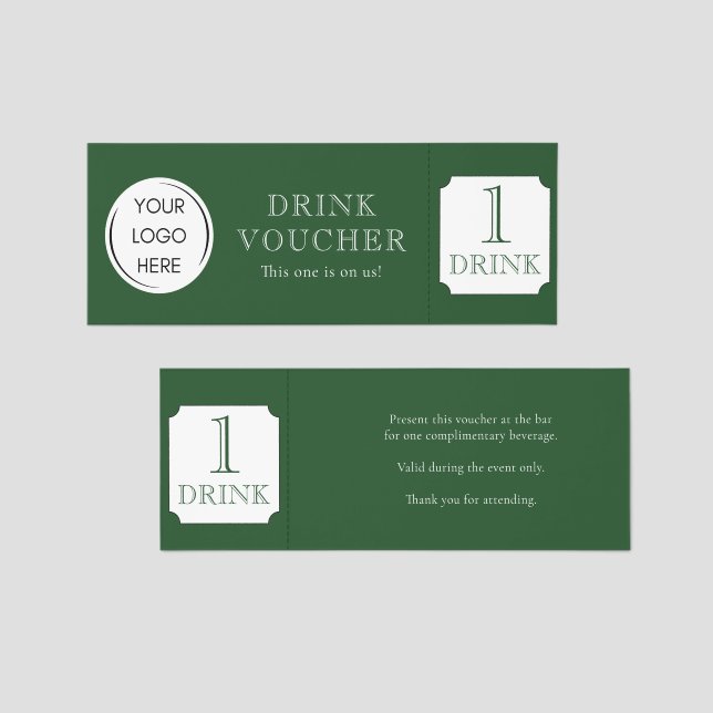 Simple DRINK VOUCHER Corporate logo Raffle Tickets (Front/Back)