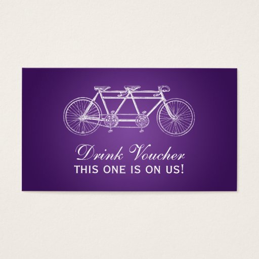 Customizable Simple Drink Voucher Tandem Bike Purple Business Cards
