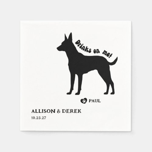 Simple Drinks on Me Dog Silhouette Wedding Napkins