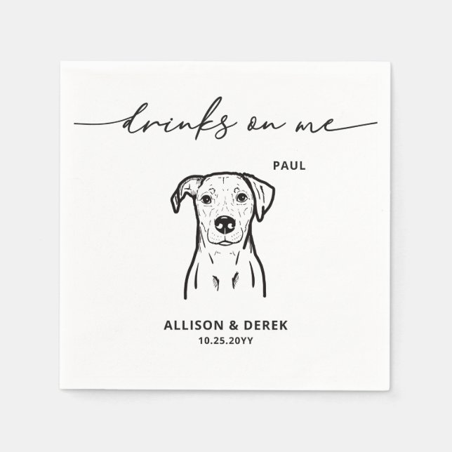 Simple Drinks on Me Dog Wedding Napkins (Front)