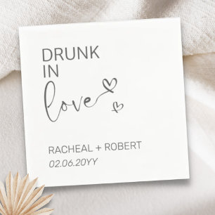 Simple Drunk In Love White Modern Party Wedding Napkins