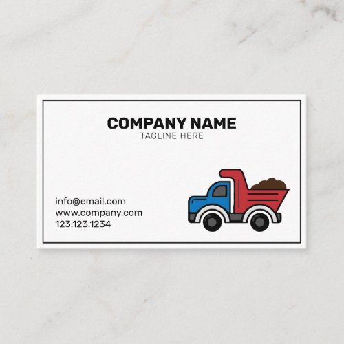 Simple Dump Truck Building Construction Company Business Card