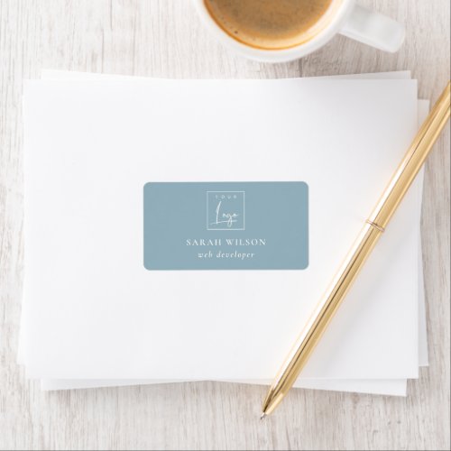 Simple Dusky Blue Custom Promotional Business Logo Label