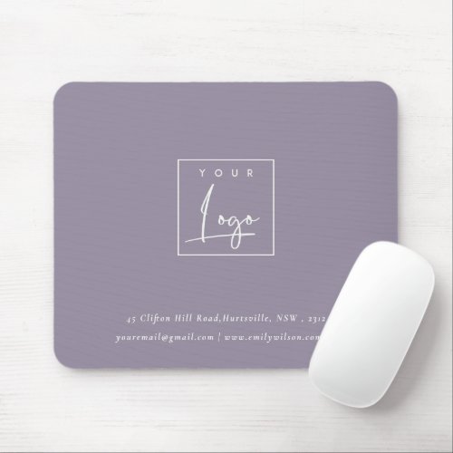 Simple Dusky Lilac Custom Promotion Business Logo Mouse Pad