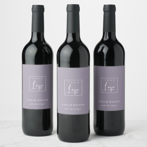 Simple Dusky Lilac Custom Promotion Business Logo Wine Label