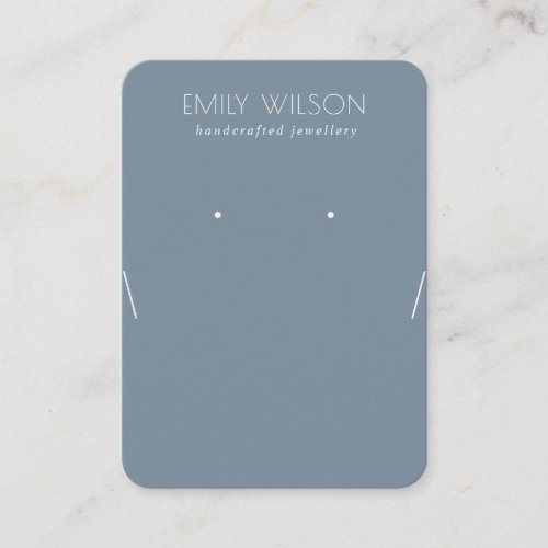 Simple Dusky Muted Blue Necklace Earring Display Business Card