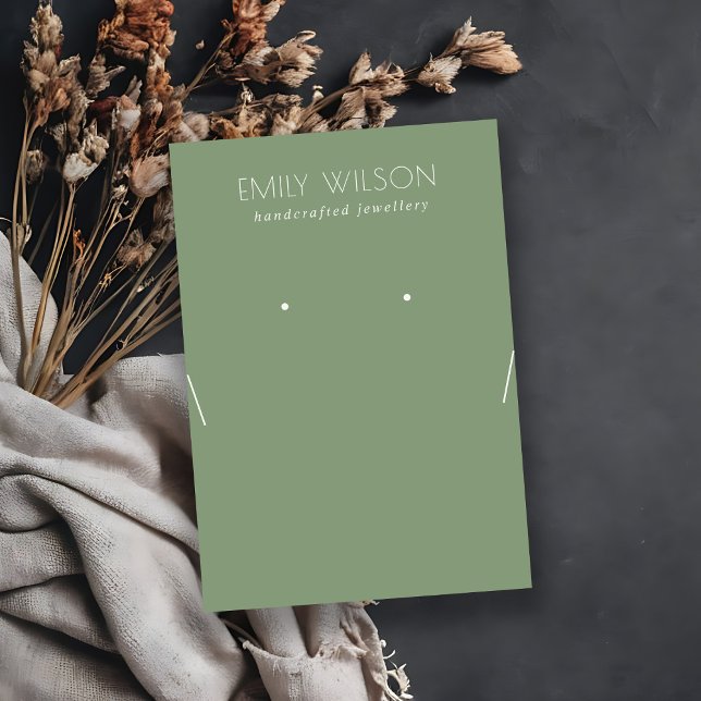 Simple Dusky Muted Green Necklace Earring Display Business Card (Creator Uploaded)