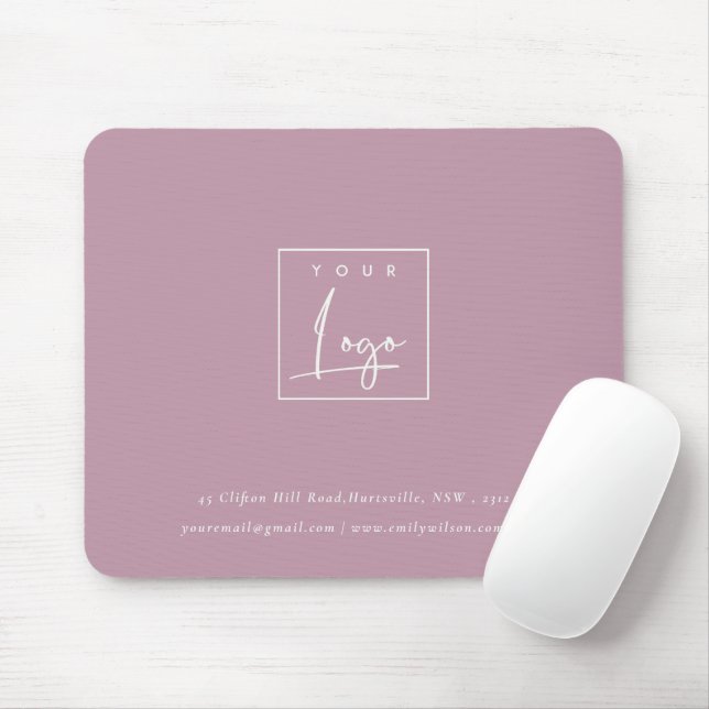 Simple Dusky Pink Custom Promotional Business Logo Mouse Pad (With Mouse)