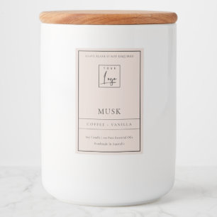 SIMPLE DUSKY SOFT BLUSH PINK LOGO BORDER CANDLE FOOD LABEL