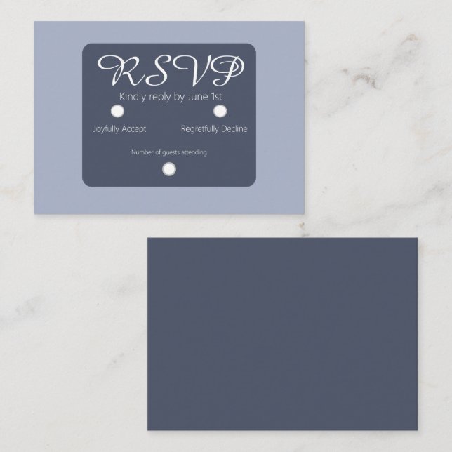 Simple Dusty Blue and Light Blue RSVP Wedding Note Card (Front/Back)