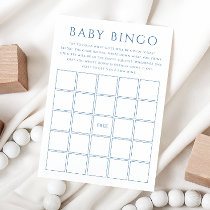 Simple Dusty Blue Baby Shower Baby Bingo Card