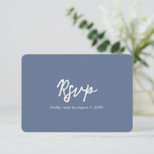 Simple Dusty Blue Bold Fonts Modern Wedding RSVP Card
