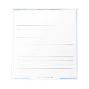 Simple Dusty Blue Border Name Stationery Lines Notepad